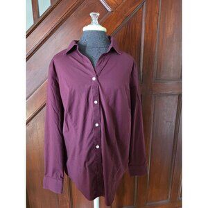 Talbots 16W Burgundy Wrinkle-Resistant Button-Up Womens Shirt